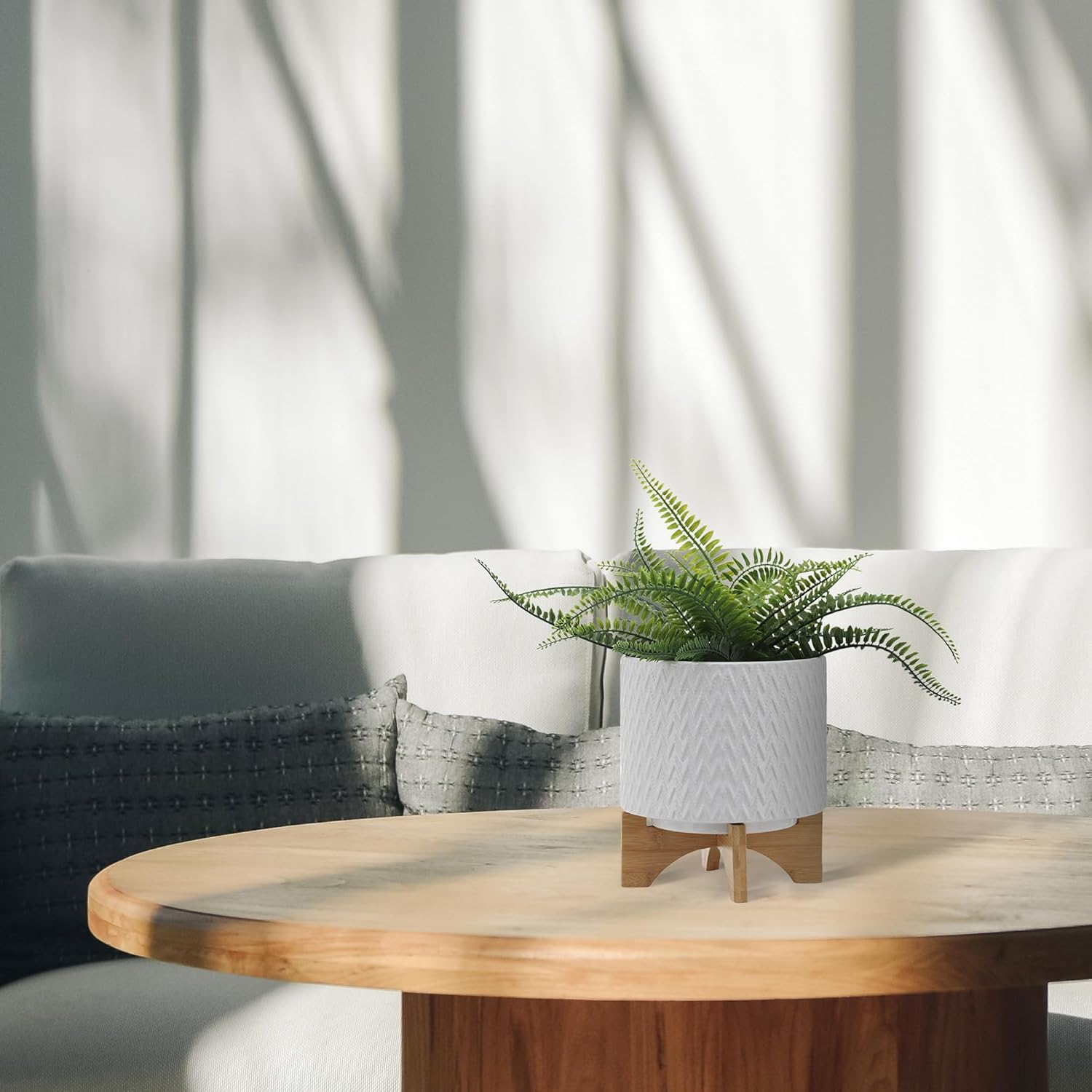 Photo inspiration: Aesthetic Planters For Small Indoor Spaces Reference: Enhance Indoor Spaces With 8 White Ceramic Planter With Stand