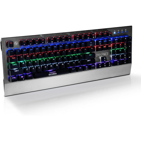 Enhance LED Mechanical Gaming Keyboard Red Switches 104 Backlit Keys Pro Series
