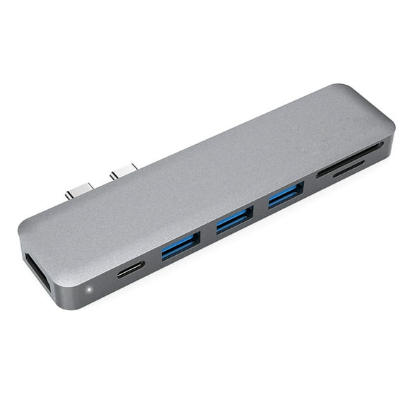 Enhance Your MacBook Pro 2016 / 2017 with dodocool USB Hubs Aluminum Alloy 7-in-1 Multiport Hub, Dual USB-C Connectors, 4K Video HD Output, TF Card Reader, USB 3.1 Type-C Port and 3 USB 3.0 Ports
