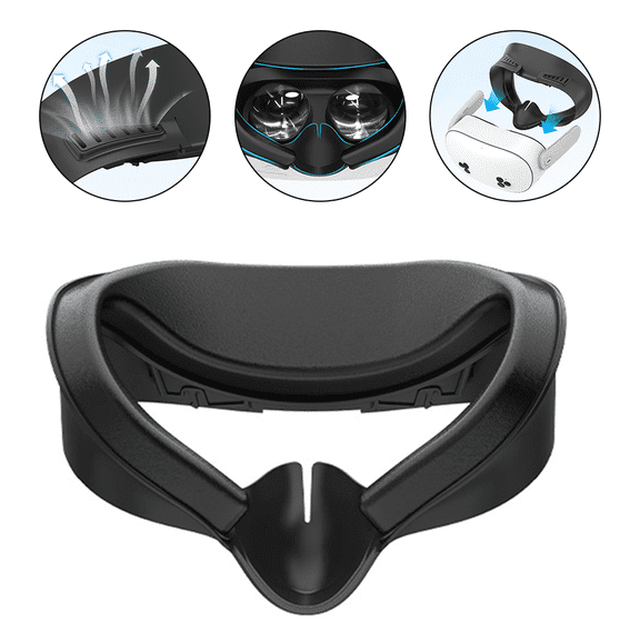 Enhance for Quest 3S VR Facial Interface Replacement Silicone Face Cover with Light-Blocking Nose Pad Air-Circulation Design Comfortable Sweat-Resistant for Extended Gaming Sessions