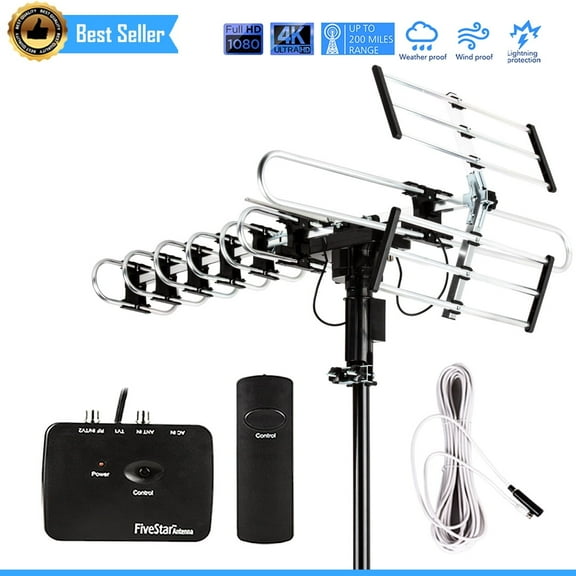 Enhance TV Experience: Five Star 3806NK-FSA-HYW Outdoor HDTV Antenna, Black