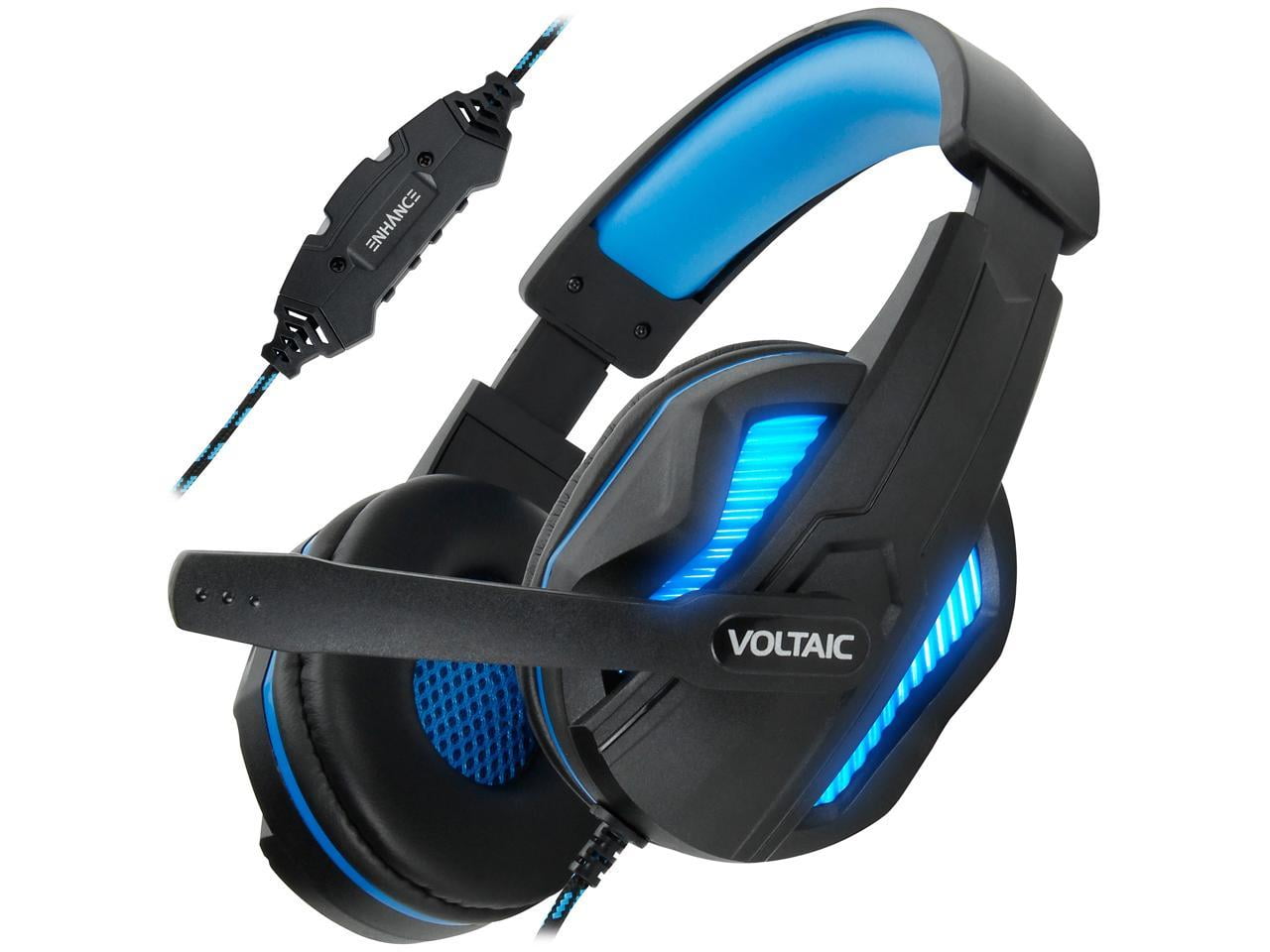 Enhance Voltaic Pro Gaming Headset - Stereo - USB - Wired - 32 Ohm - 20 Hz - 20 kHz - Over-the-ear - Binaural - Circumaural - 7 ft Cable - Omni-directional Microphone - Black, Blue