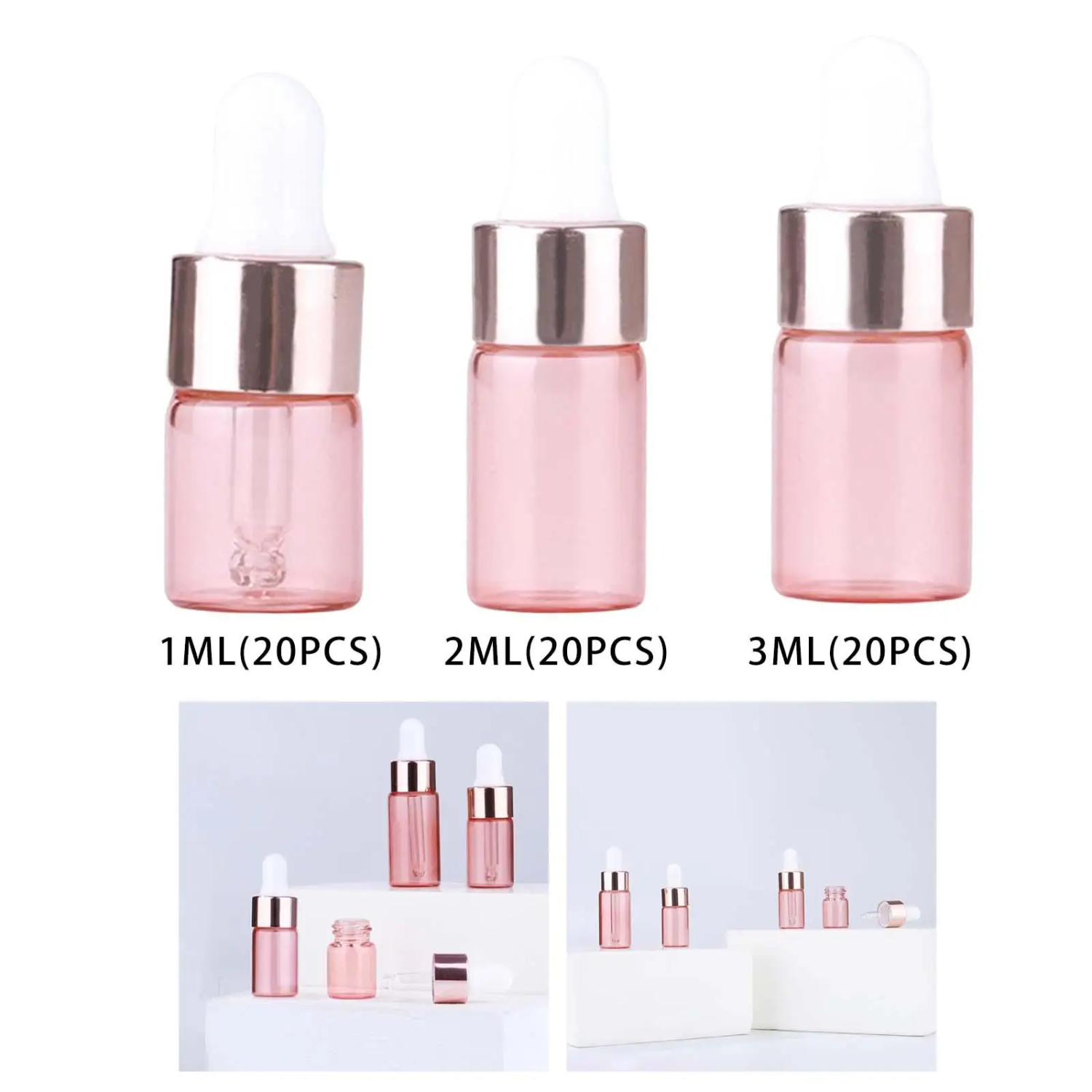 Enhance Your Collection with 20 Beautiful Rose Gold Glass Dropper