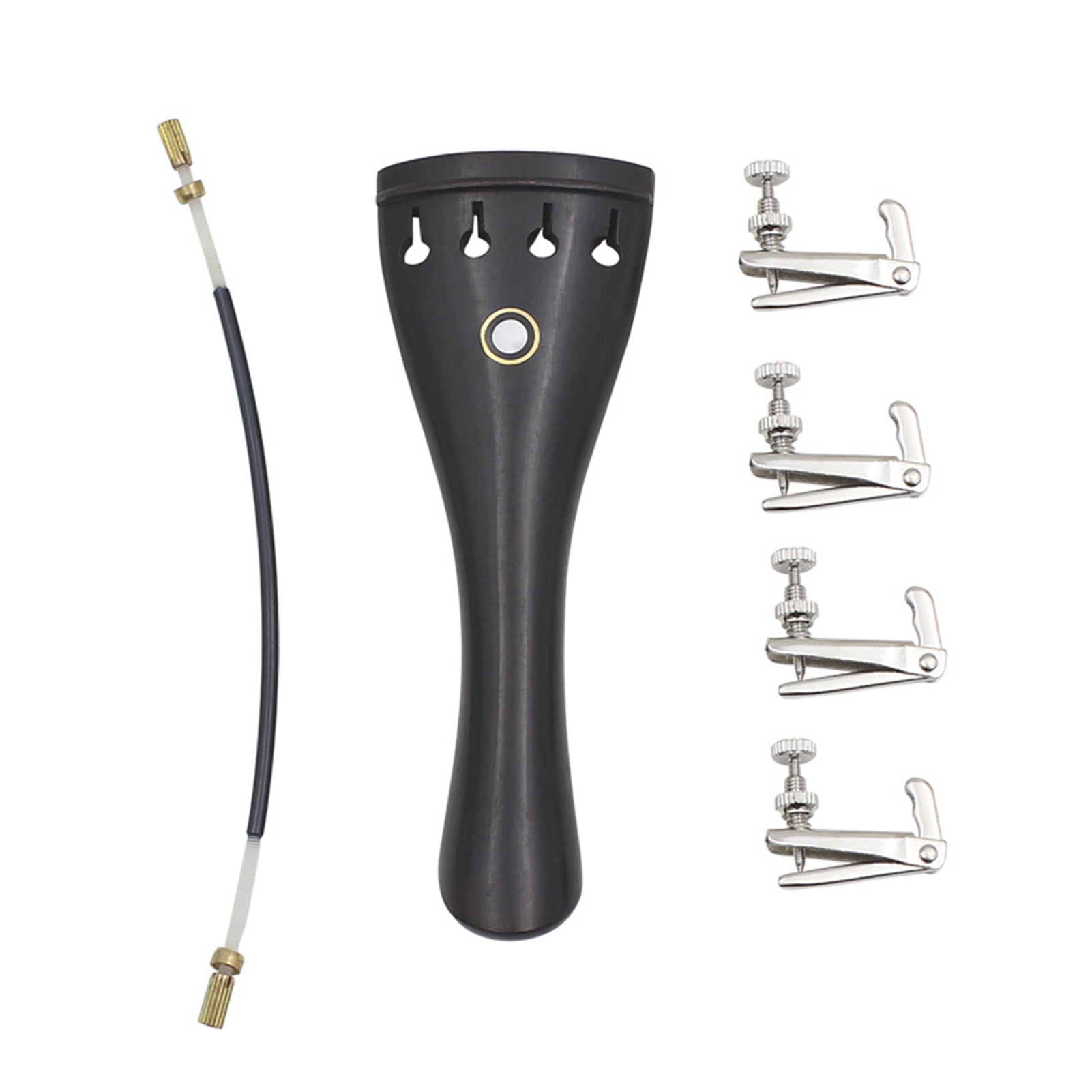 Enhance Your Violin's Performance with our 3-in-1 Ebony Tailpiece Kit - Includes Rope Fine Tuners - Perfect Replacement Part for 4/3 and 4/4 Violins