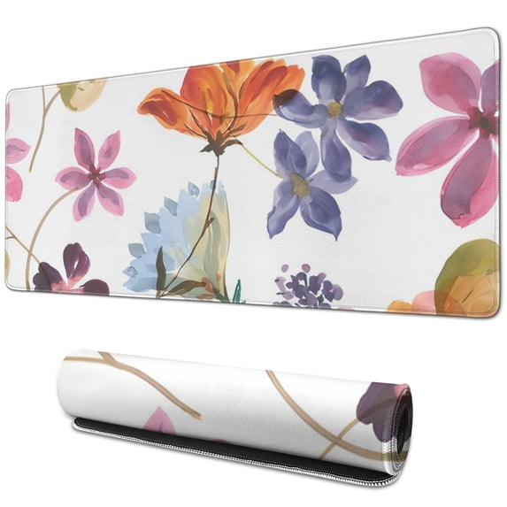 Enhance Your Work Experience with Personalized Flowers Mouse Mat - Premium-Textured & Washable - Non-Slip Base for Wireless Mouse, 31.5x11.8 Inch