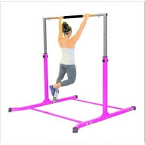 Enhance gymnastics skills with our 3-5FT height adjustable kip bar! Professional-grade, curved legs, cushioned high bar, 300 lbs capacity. Perfect for juniors. Get yours in Pink!