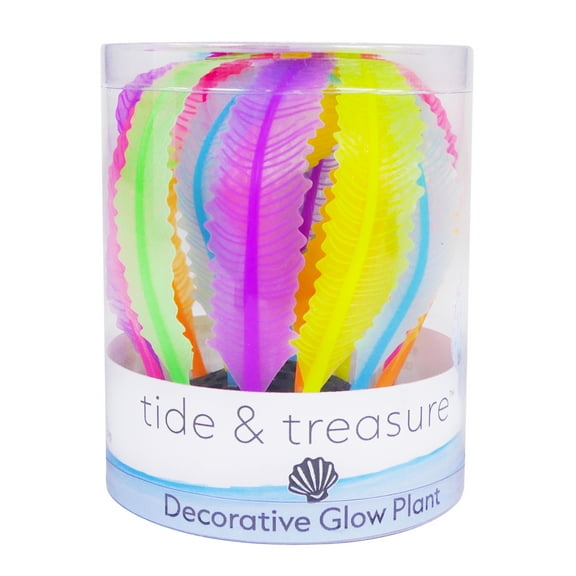 Enhance your Aquarium with the Tide & Treasure Decorative Feathered style multicolored Silicone Sea Anemone Glow Plant by Penn-Plax. Medium Size