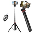 thumbnail image 1 of Enhanced 83.5" Mobile Phone Tripod with Remote, Adjustable Height, Sturdy Travel Base & Premium Mount for iPhone 17/15/14, Android, Camera, 1 of 9