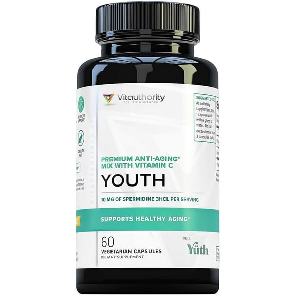 Vitauthority Pure Spermidine Supplement with Vitamin C for Men and Women, 60 Capsules