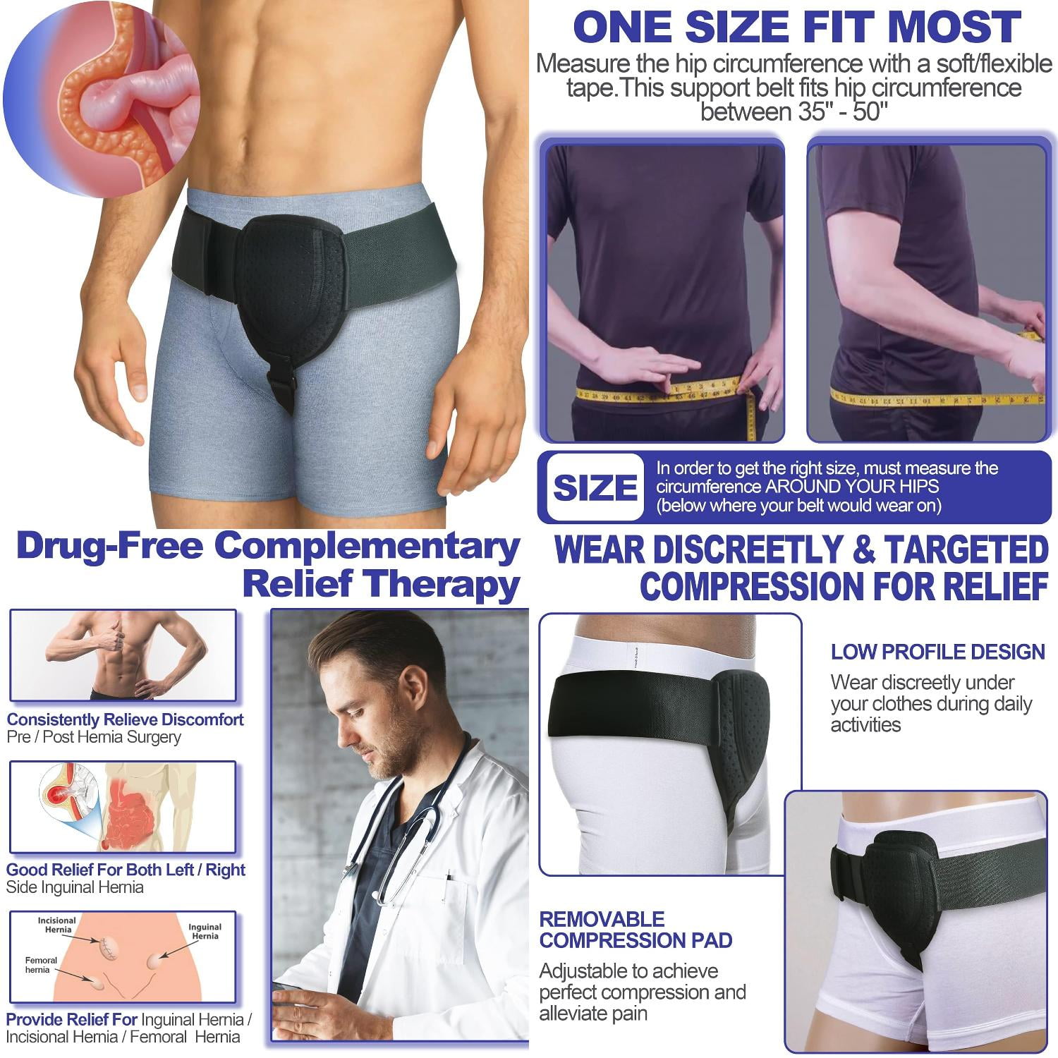 Enhanced Adjustable and Comfortable Men‘s Inguinal Hernia Support Belts Perfect Design for