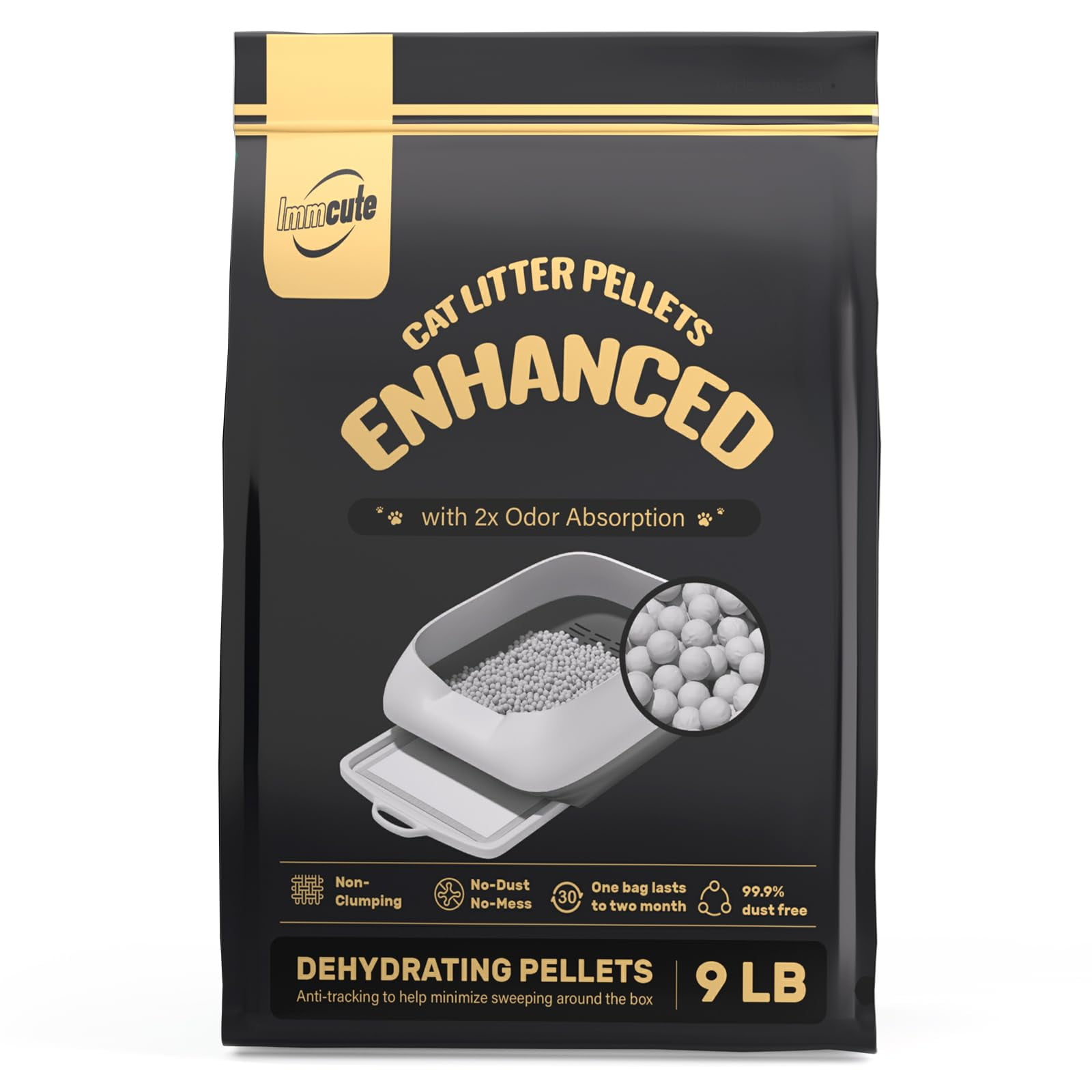 Enhanced Cat Litter Pellets 9 lbs, ATT1Long-Lasting Odor Control, Generic Litter Pellets Refills Exclusively for Dual-Layer Litter Box Systems, Zeolite, Non-climping, Not Low-Tracking