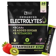 Zealot Electrolyte Stick Packs - 20 Packets | Keto Electrolytes | Zero Sugar | Strawberry Kiwi
