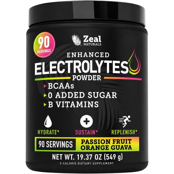 Zealot Electrolyte Powder - 90 Servings | Keto Electrolytes | Zero Sugar | Passion Fruit Orange Guava
