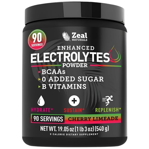 Zealot Electrolyte Powder - 90 Servings | Keto Electrolytes | Zero Sugar | Cherry Limeade