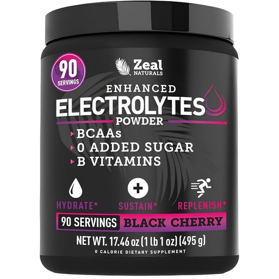 Zealot Electrolyte Powder - 90 Servings | Keto Electrolytes | Zero Sugar | Black Cherry