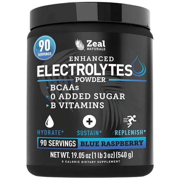 Zealot Electrolyte Powder - 90 Servings | Keto Electrolytes | Zero Sugar | Blue Raspberry