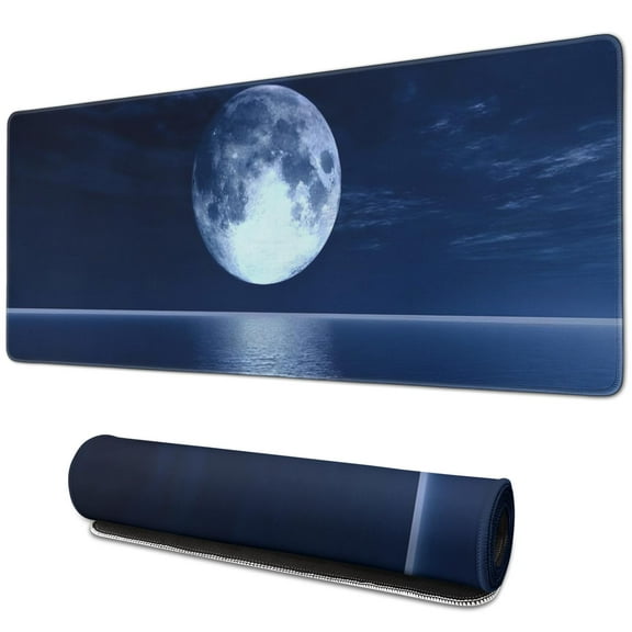 Enhanced Gaming Experience with Moonlit Sea Large Mouse Pad: Non-Slip Desk Mat, XXL Size, 31.5x11.8 Inch, Durable Stitched Edges for Gamers, Home & Office
