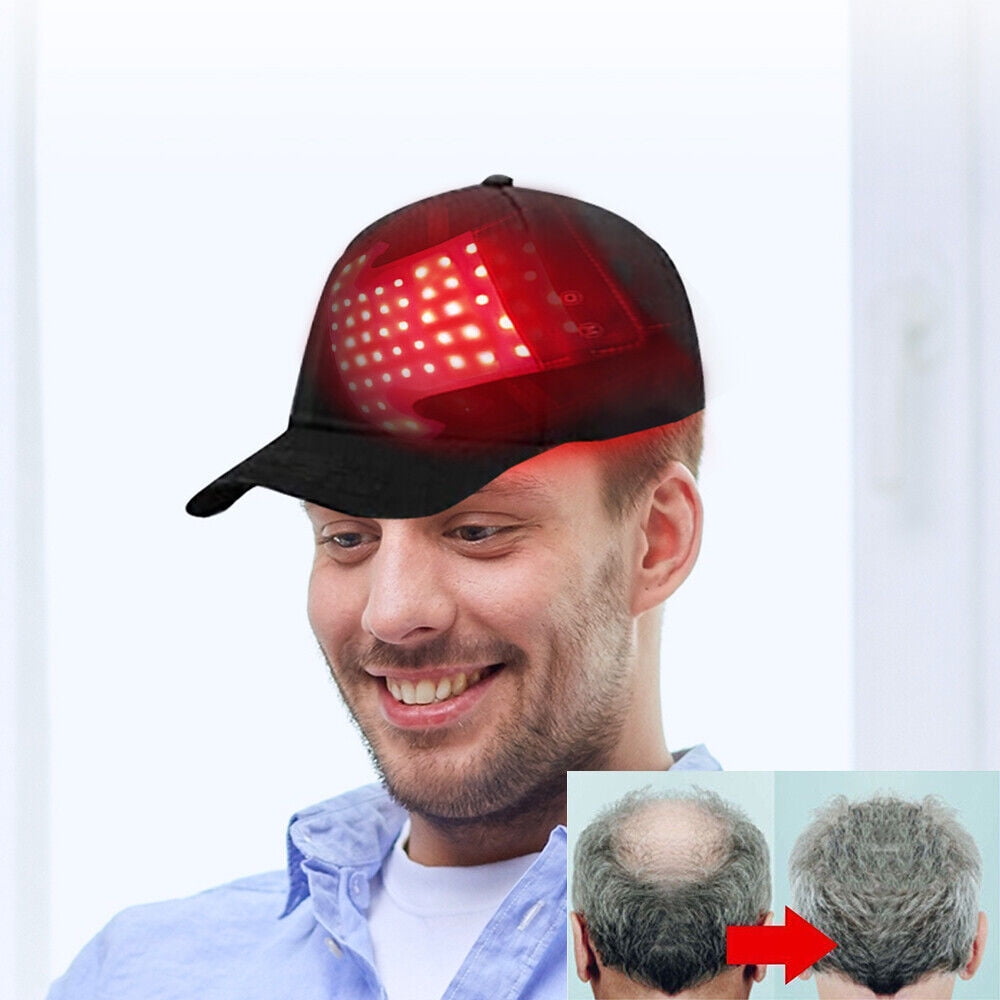 Enhanced Hair Regrowth Treatment Hat with 48LED Lights, Blue & Red