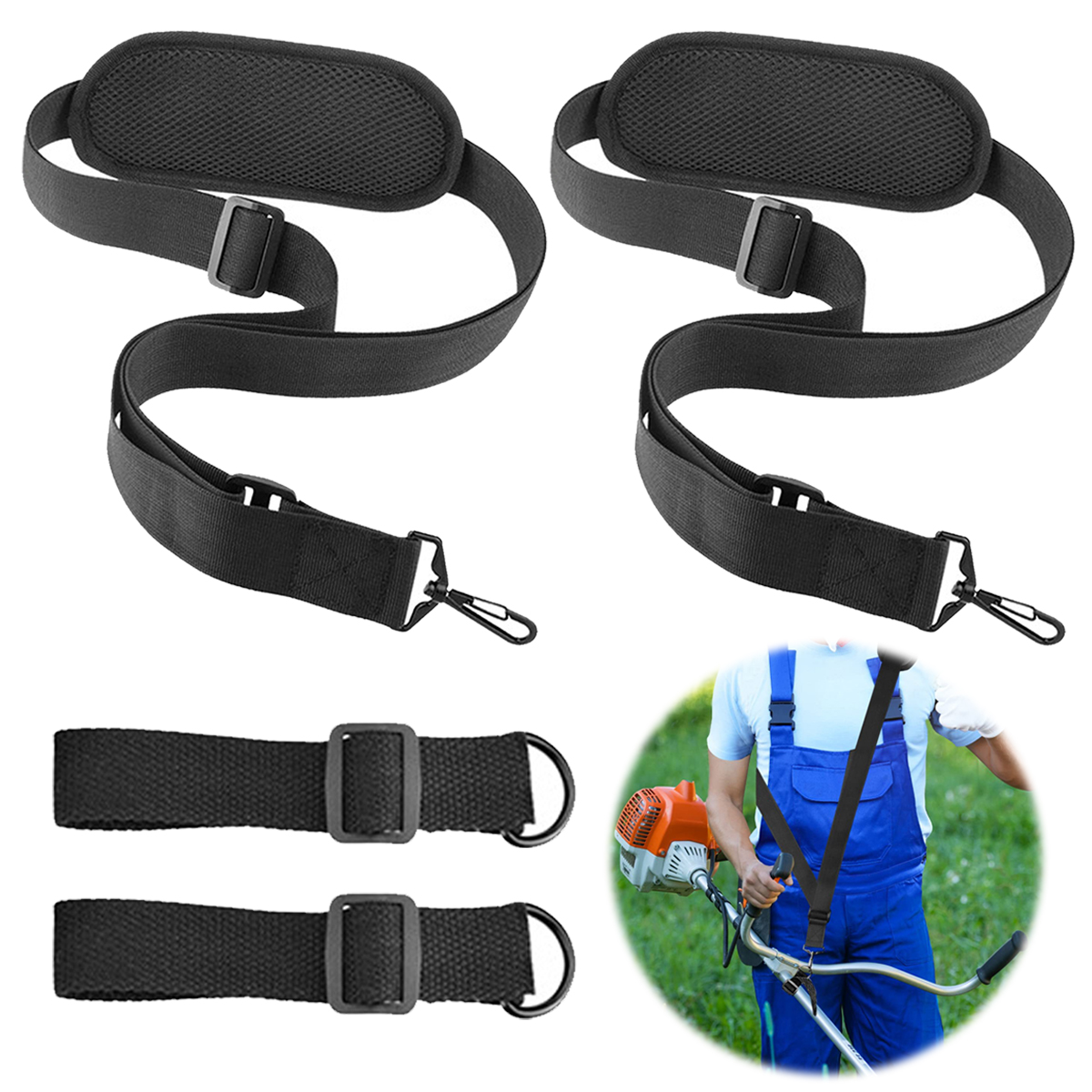 Enhanced Harness for String Trimmers & Leaf Blowers MetalClip Shoulder Strap for Weed Eaters