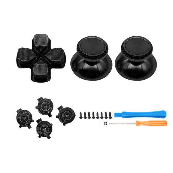 Enhanced Metal D-pad ABXY Buttons for PS5 Game Controller - Replacement Kit for Improved Precision and Durability-Black