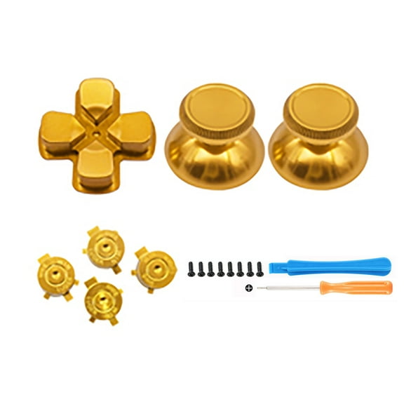 Enhanced Metal D-pad ABXY Buttons for PS5 Game Controller - Replacement Kit for Improved Precision and Durability-Golden