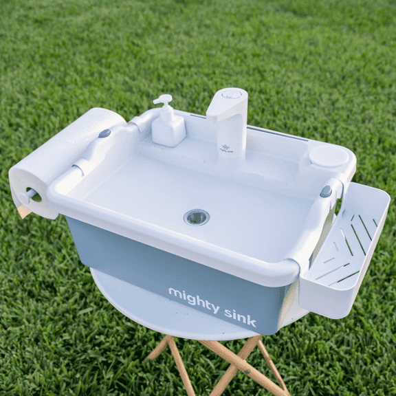 Mighty Sink Portable Sink: Patented Wash Station with Electronic Faucet | 2 Gallons | Easy Setup | Indoor & Outdoor Use | Ideal for Dishwashing, Camping Hygiene, Gardening, Pottery & More