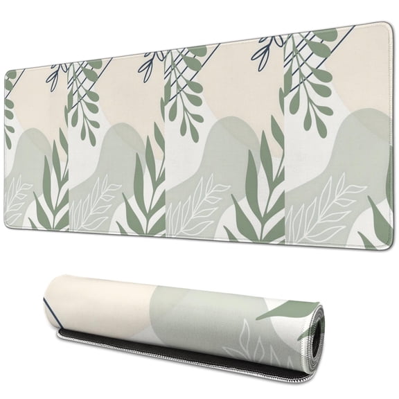 Enhanced Navigation with Waterproof, Non-Slip Large Desk Mat | Abstract Boho Leaves Design | Ideal Size for Office Laptop | 31.5 X 11.8 Inch