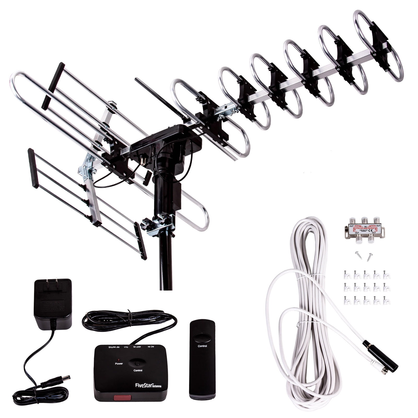 Enhanced Outdoor HDTV Antenna Five Star 3806KITFSAHYW, Black