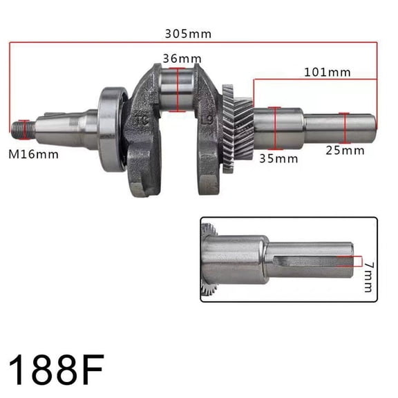 Enhanced Performance Crankshaft for Petrol Generators Models 168F and 188F