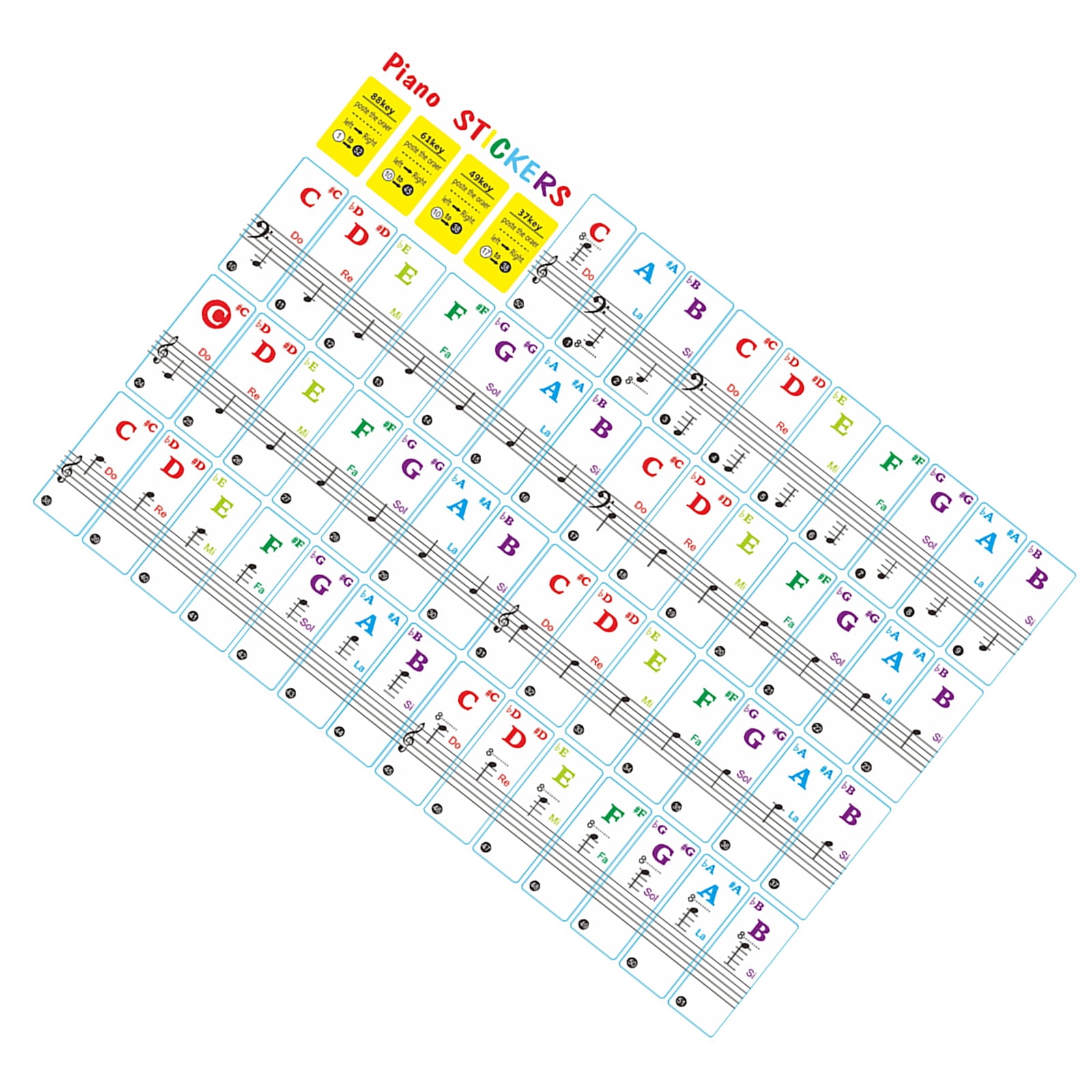 Key Point Stickers Enhanced Piano Stickers for 88/61/49/37 Key Keyboards Thin Stickers for ...