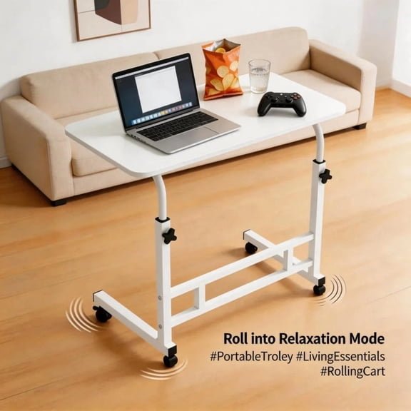 Enhanced Version 60×40cm Mobile Craft Table with Lockable Wheels, Height Adjustable Multi-Purpose Sewing Knitting Worktable with Complete 72 Assembly Components