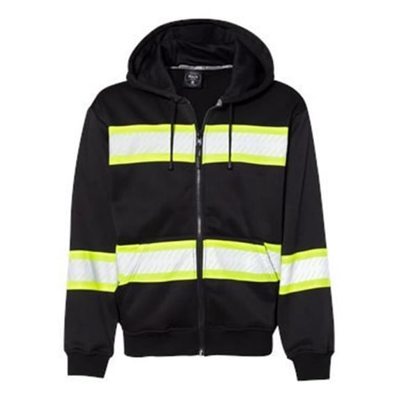 Enhanced Visibility Full-Zip Hooded Sweatshirt, Black & Lime - Extra Large