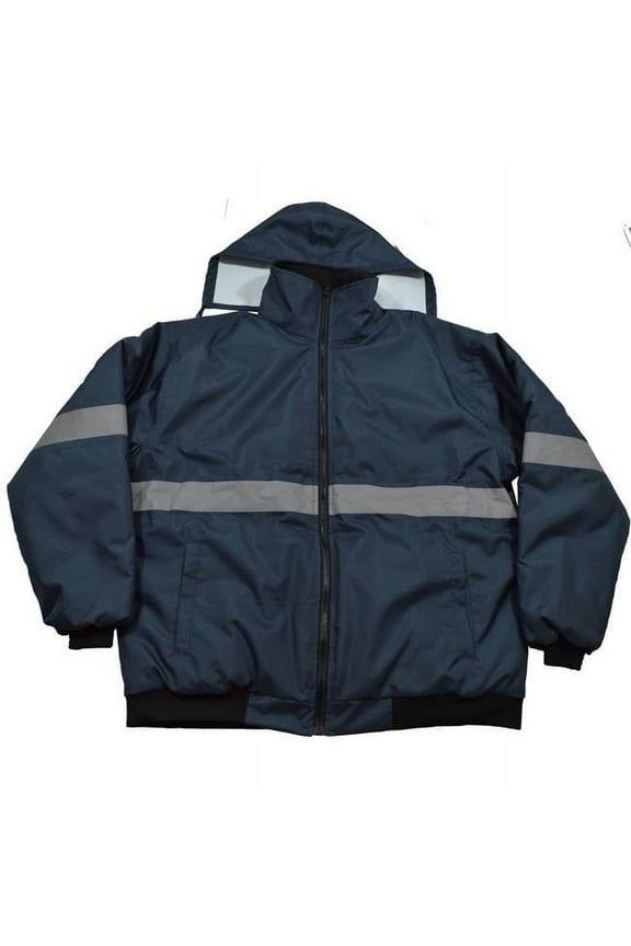Enhanced Visibility Navy Blue Quilted Bomber Jacket, 2X