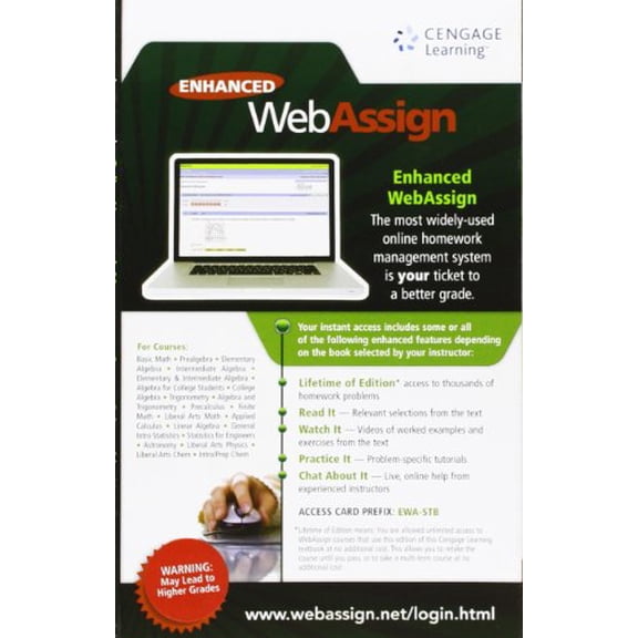 Pre-Owned Enhanced Webassign (1 Semester Homework Access Card) Paperback