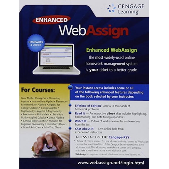 Enhanced Webassign Single-Term Loe Printed Access Card for Math & Sciences (Other)