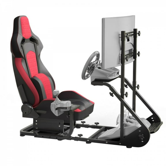 Enhanced and stable racing wheel cockpit, compatible with Fanatec, PXN, Thrustmaster, and Logitech adjustable driving simulators, excluding handbrake, pedals, and monitor