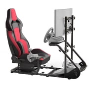 NOBRAND Adult Iron Racing Gaming Chair with Racing Wheel Cockpit, Black