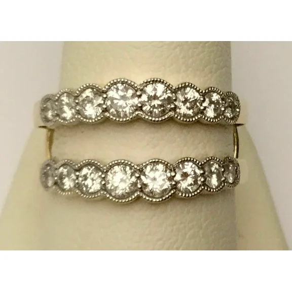 Enhancer Engagement Ring 2 Ct Round Cut White Moissanite 14k Two Tone Gold Plated