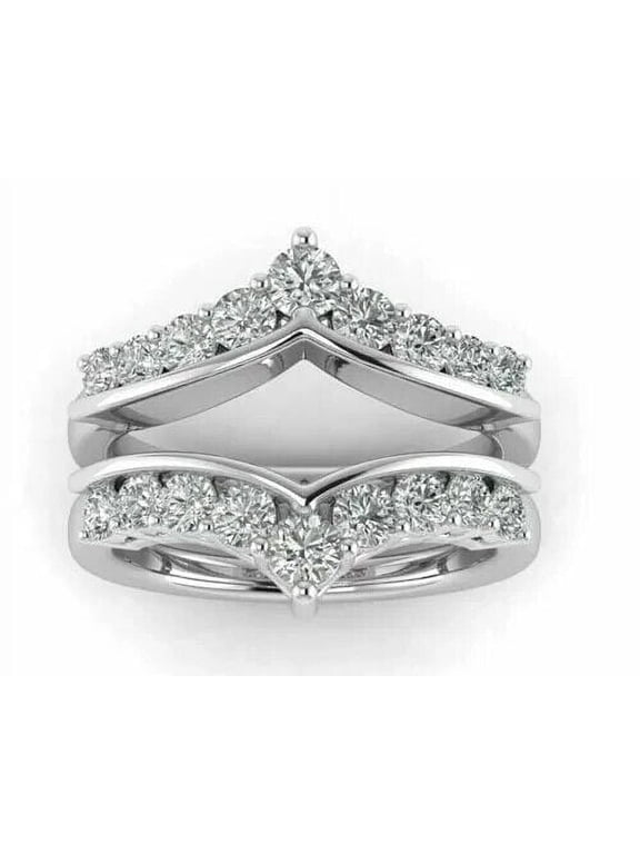 Enhancer Wedding Ring, Wrap Ring Guard, Enhancer For Solitaire Ring, Jacket Ring, 14K White Gold Plated, 2.3 Ct Simulated Diamond, Anniversary Ring