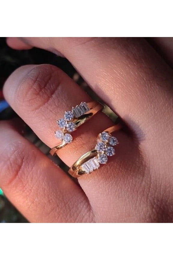 Enhancer Wrap Band Ring 14K Yellow Gold Plated 2Ct Round Cut Lab Created Diamond