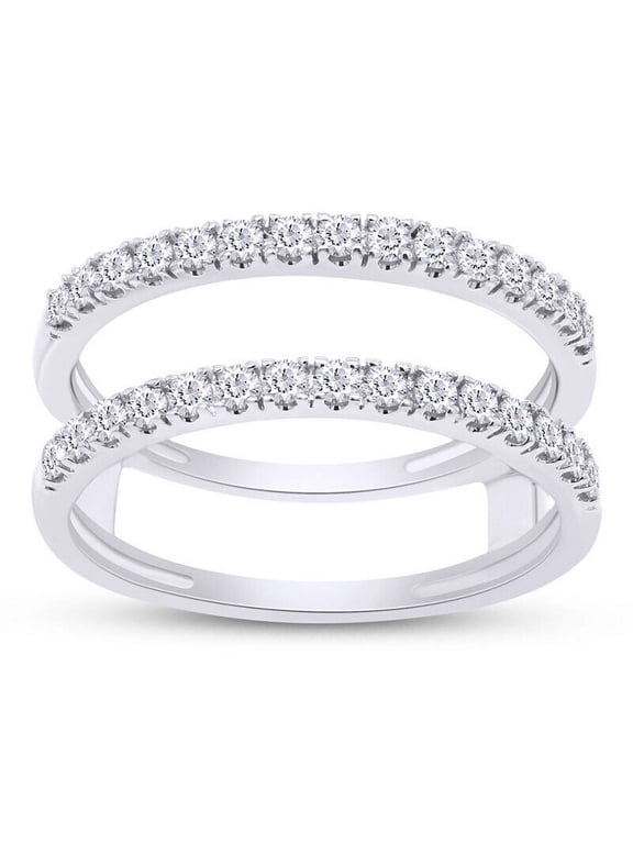Enhancer Wrap Jacket Insert Band Ring 14K White Gold Over 1.8 Ct Simulated Diamond