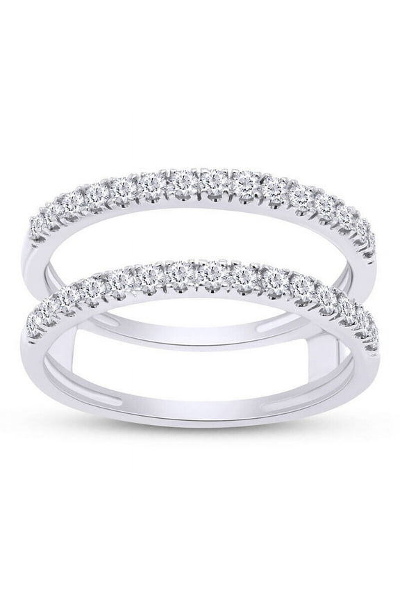 Enhancer Wrap Jacket Insert Band Ring 14K White Gold Over 1.8 Ct Simulated Diamond