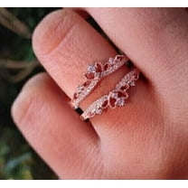 Enhancer Wrap Wedding Ring 0.80Ct Round Cut Lab Created Diamond 14K Rose Gold Plated 925 Sterling Silver