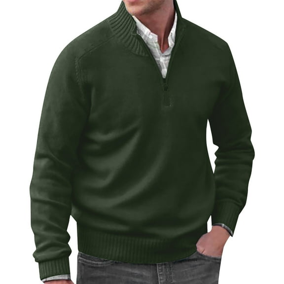 Enhedi Cardigan Sweaters for Men, Autumn Men's Solid Color Casual Loose V Neck Tight Pullover Sweater Winter Coats Green