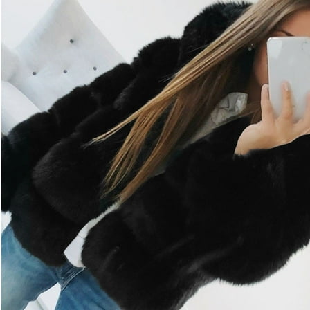 Enhedi Leather and Fur Jacket Women, Women Faux Mink Winter Hooded New Faux Fur Jacket Warm Thick Outerwear Jacket Winter Coats Black