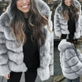 thumbnail image 1 of Enhedi Leather and Fur Jacket Women, Women Faux Mink Winter Hooded New Faux Fur Jacket Warm Thick Outerwear Jacket Winter Coats Gray, 1 of 9