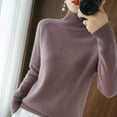 thumbnail image 1 of Enhedi Sweaters for Women, Pullover Women Mock Neck Tops Turtleneck Sweater Women's Thickened Korean Solid Color Loose Knitted Long Sleeved Bottoming Shirt Winter Clothes Purple, 1 of 1