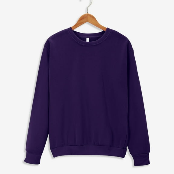 Enhedi Sweatshirt for Women, Crew Neck Sweatshirts Women Women's Solid Color Round Neck Oversized Loose Fit Long Sleeve Light Blouse Blue