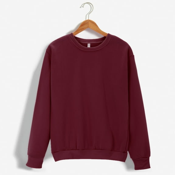 Enhedi Sweatshirt for Women, Crew Neck Sweatshirts Women Women's Solid Color Round Neck Oversized Loose Fit Long Sleeve Light Blouse Red