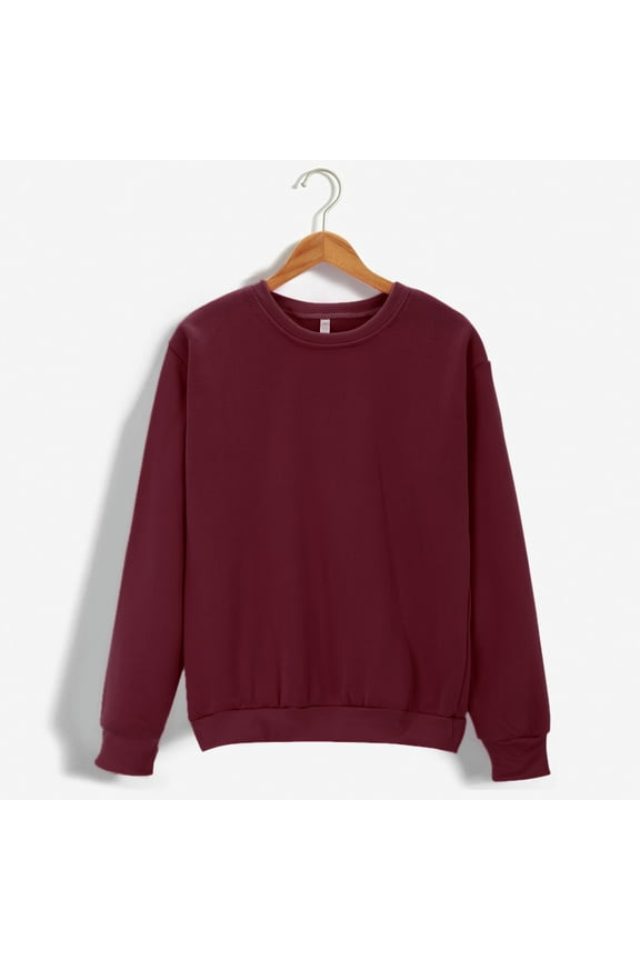 Sweatshirt for Women, Crew Neck Sweatshirts Women Women's Solid Color Round Neck Oversized Loose Fit Long Sleeve Light Blouse Red